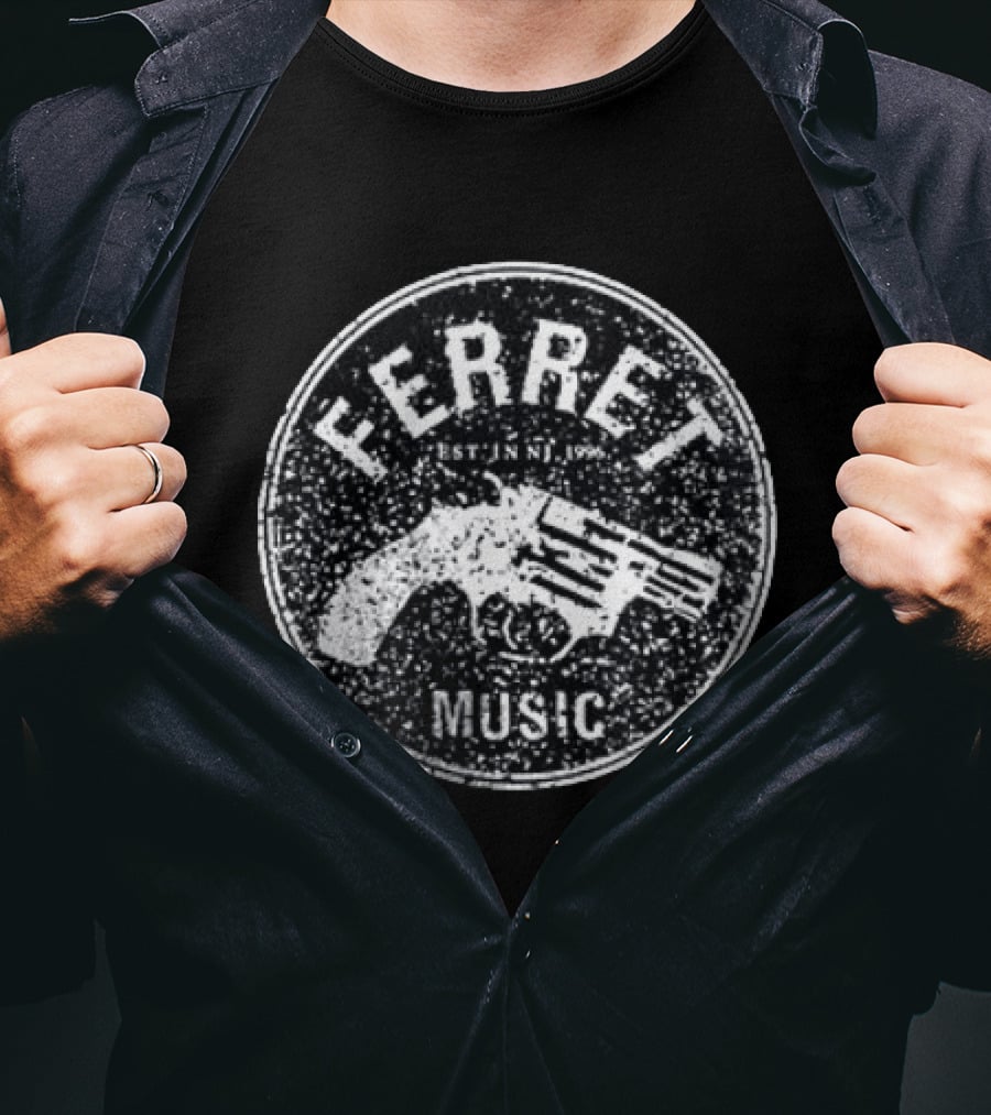 Ferret Music Est NJ 1996 Gun Graphic Circle T-Shirt