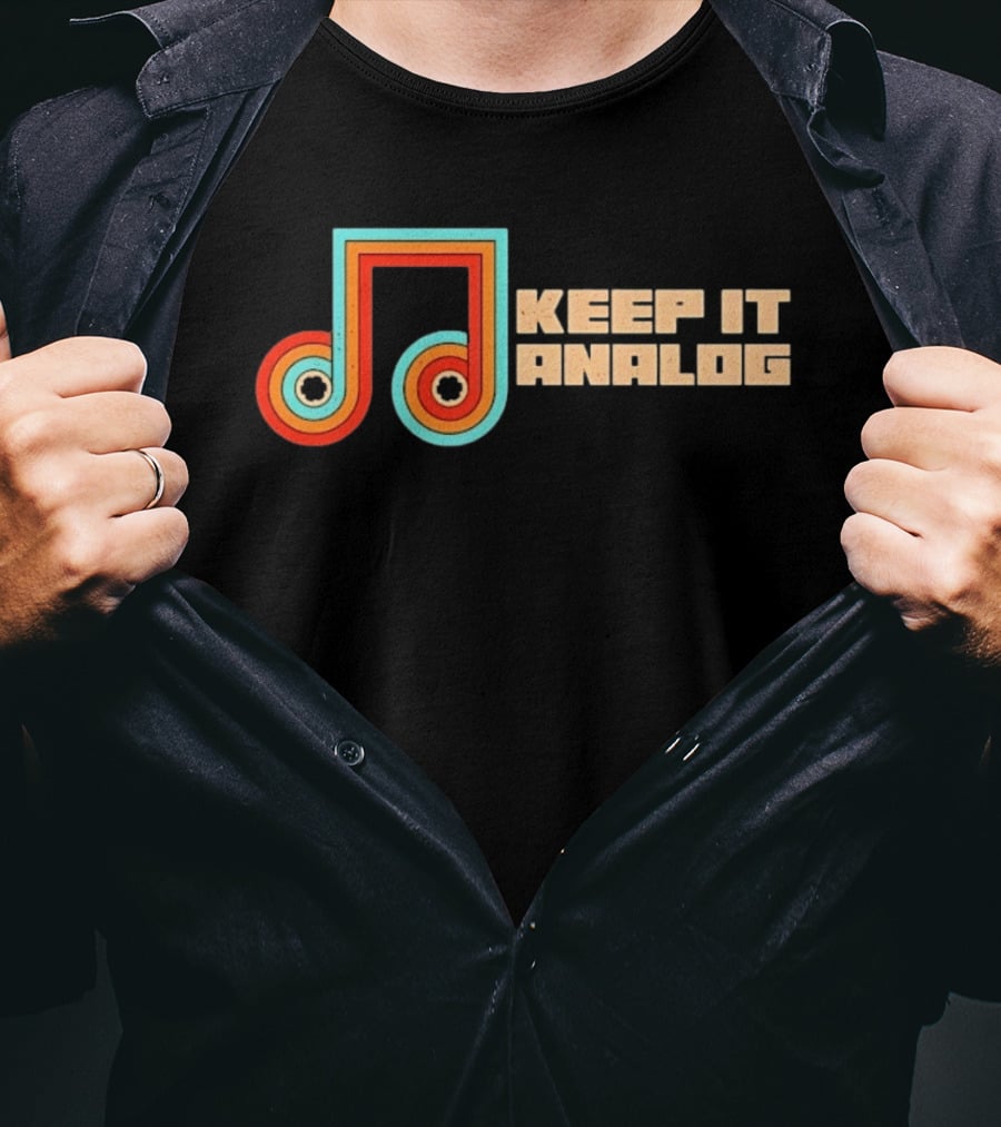 Keep It Analog Retro Cassette Tape Vibes Vintage Music Note T-Shirt