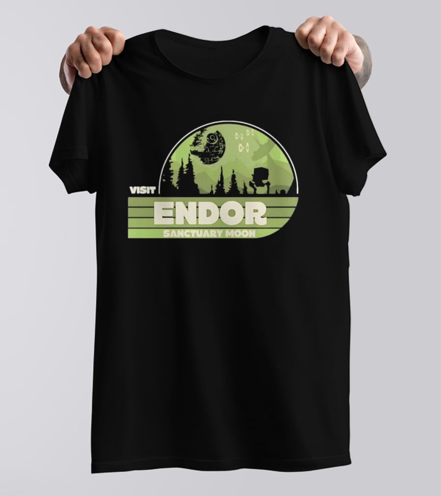 Visit Endor Sanctuary Moon Star Wars Retro Sci Fi Scene T-Shirt
