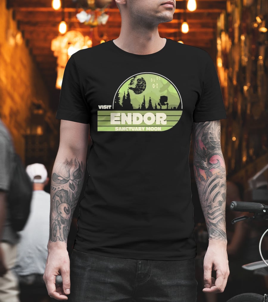 Visit Endor Sanctuary Moon Star Wars Retro Sci Fi Scene T-Shirt