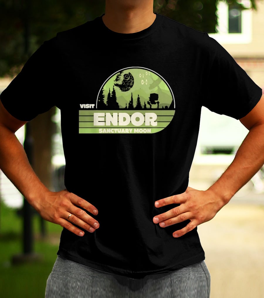 Visit Endor Sanctuary Moon Star Wars Retro Sci Fi Scene T-Shirt