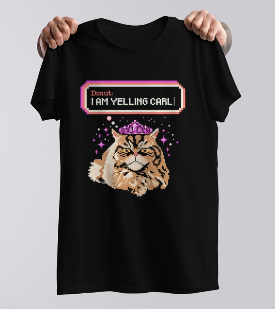 Donut The Cat I Am Yelling Carl Pixel Art Meme T-Shirt