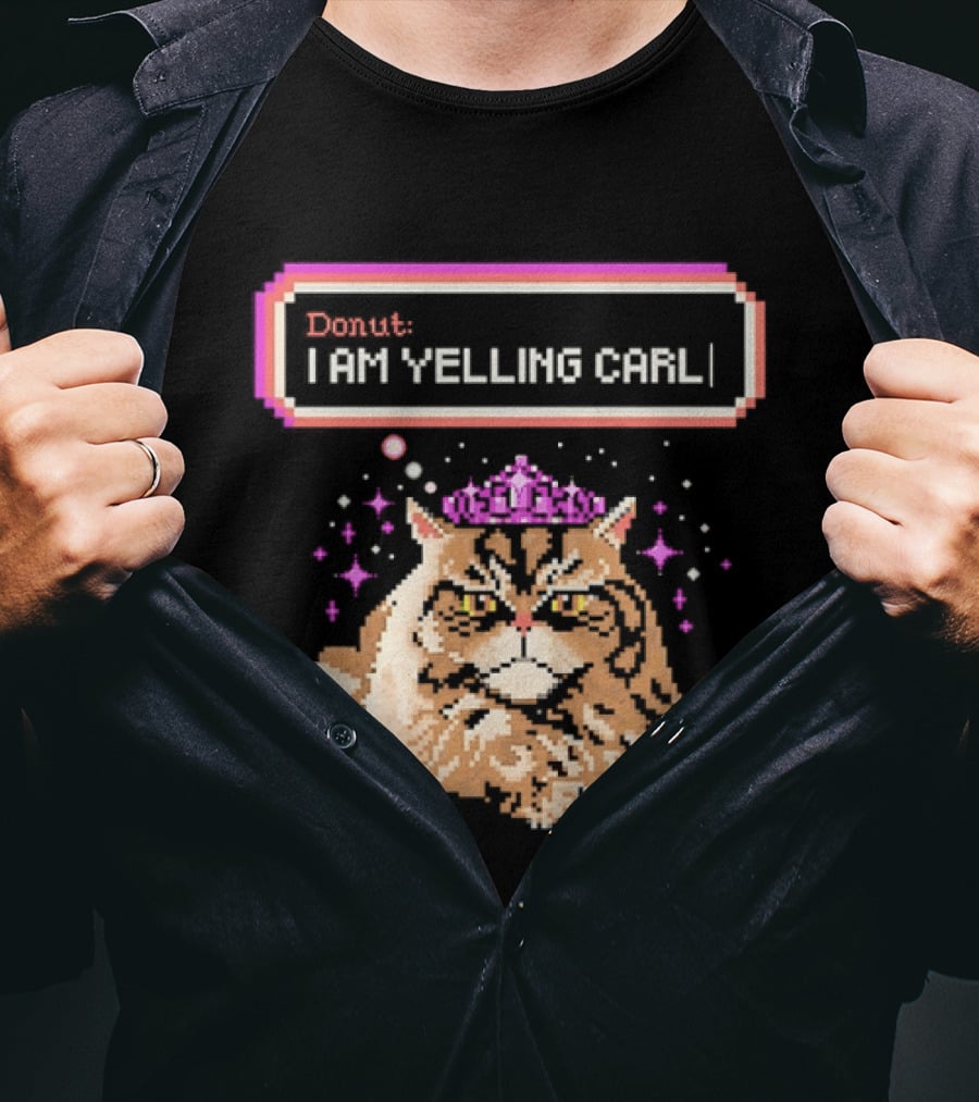 Donut The Cat I Am Yelling Carl Pixel Art Meme T-Shirt