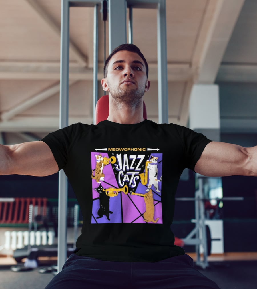 Meowophonic Jazz Cats Playing Trumpets And Saxophones T-Shirt