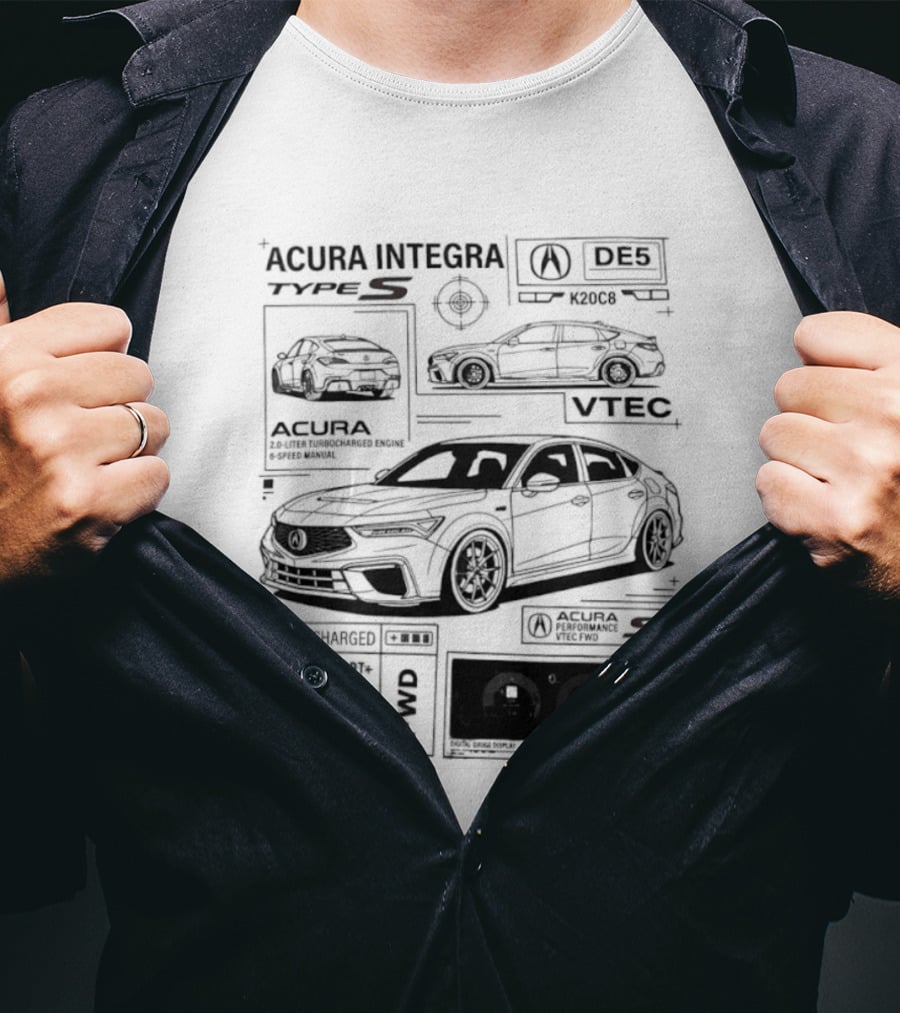 Acura Integra Type S Technical Blueprint T-Shirt