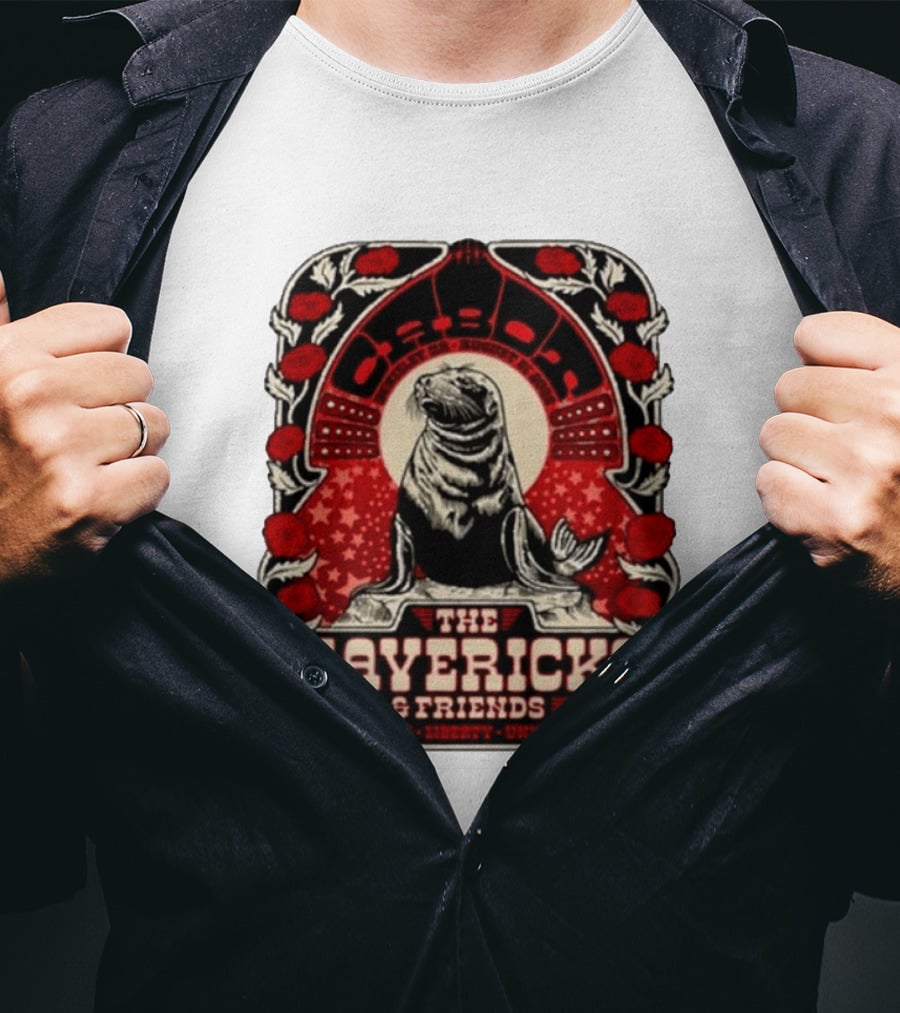 Beverly MA 08.21.2026 The Mavericks Love Liberty Unity Friends Seal And Roses T-Shirt