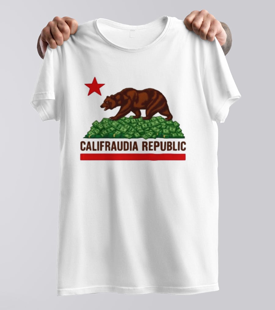 CalifraudIA Republic Bear On Money With Red Star T-Shirt