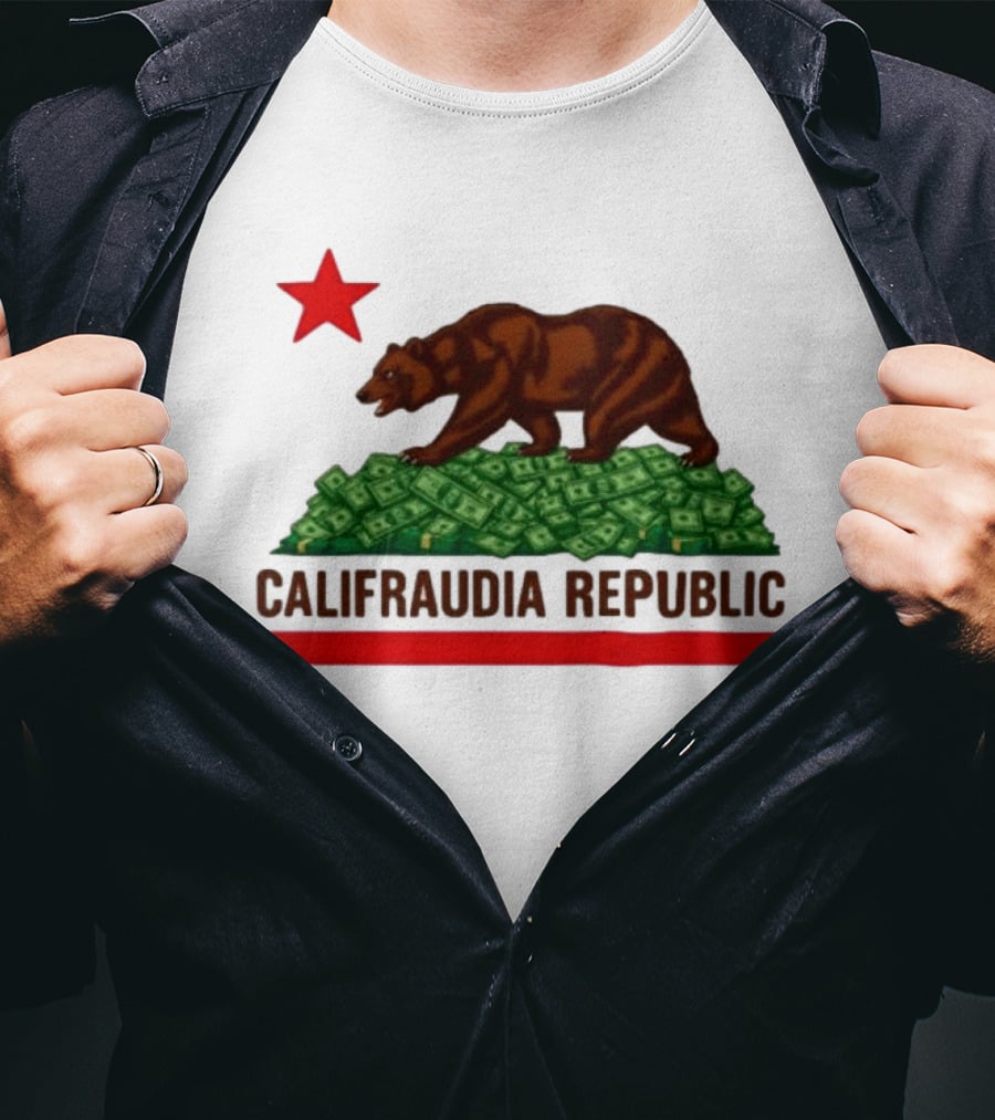 CalifraudIA Republic Bear On Money With Red Star T-Shirt