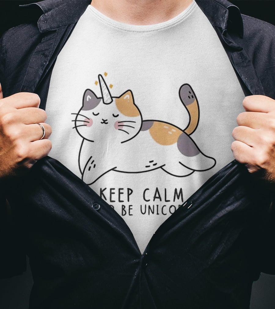 Keep Calm And Be Unicorn Cat Magical Kitten T-Shirt