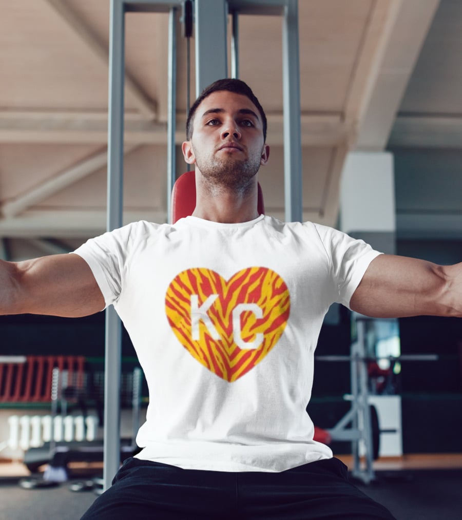 Made In KC Red Yellow Stripes Heart Charlie Hustle T-Shirt