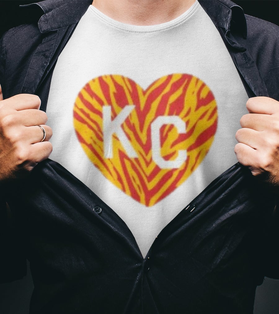 Made In KC Red Yellow Stripes Heart Charlie Hustle T-Shirt