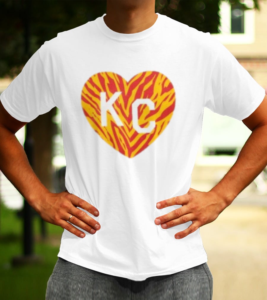 Made In KC Red Yellow Stripes Heart Charlie Hustle T-Shirt