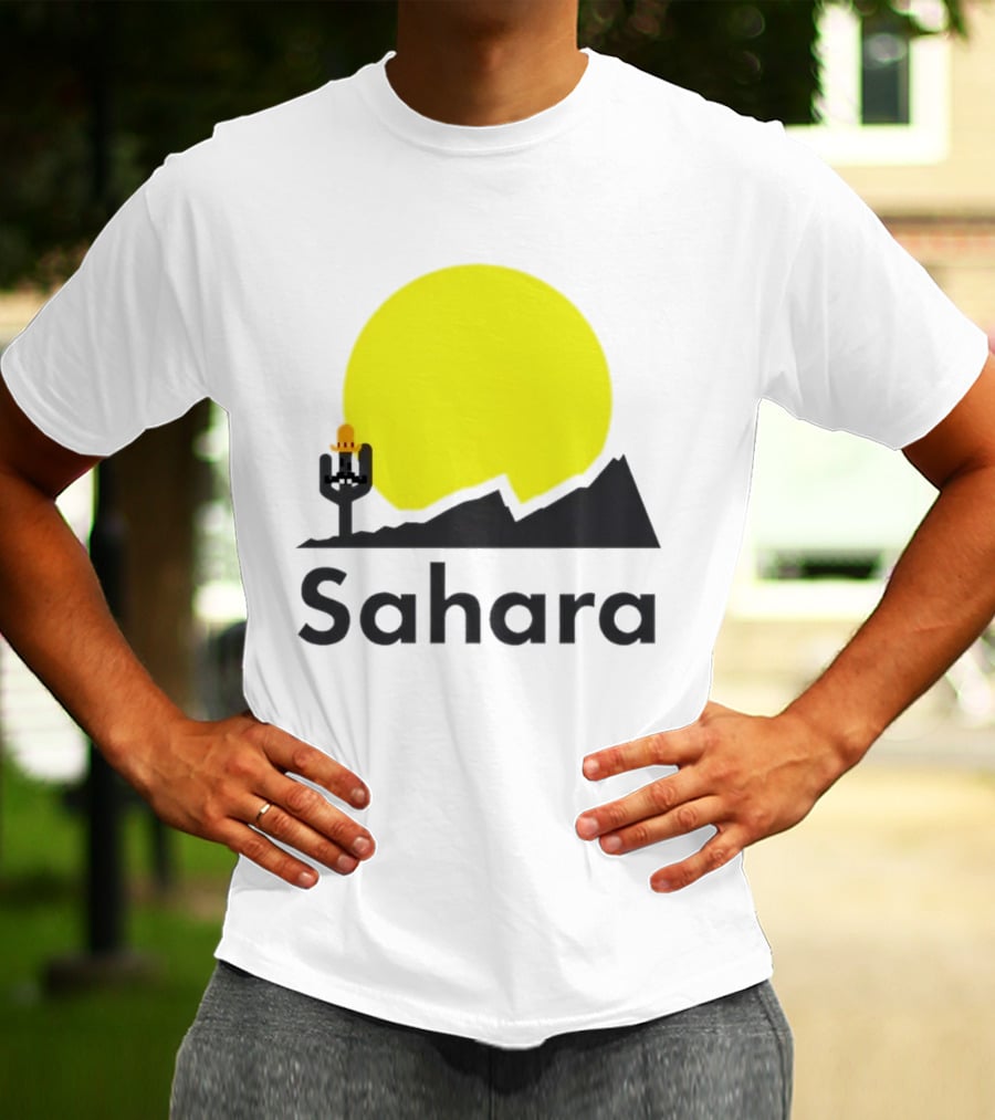 Sahara Desert Cactus Pixel Art With Sombrero Sunset Scene T-Shirt