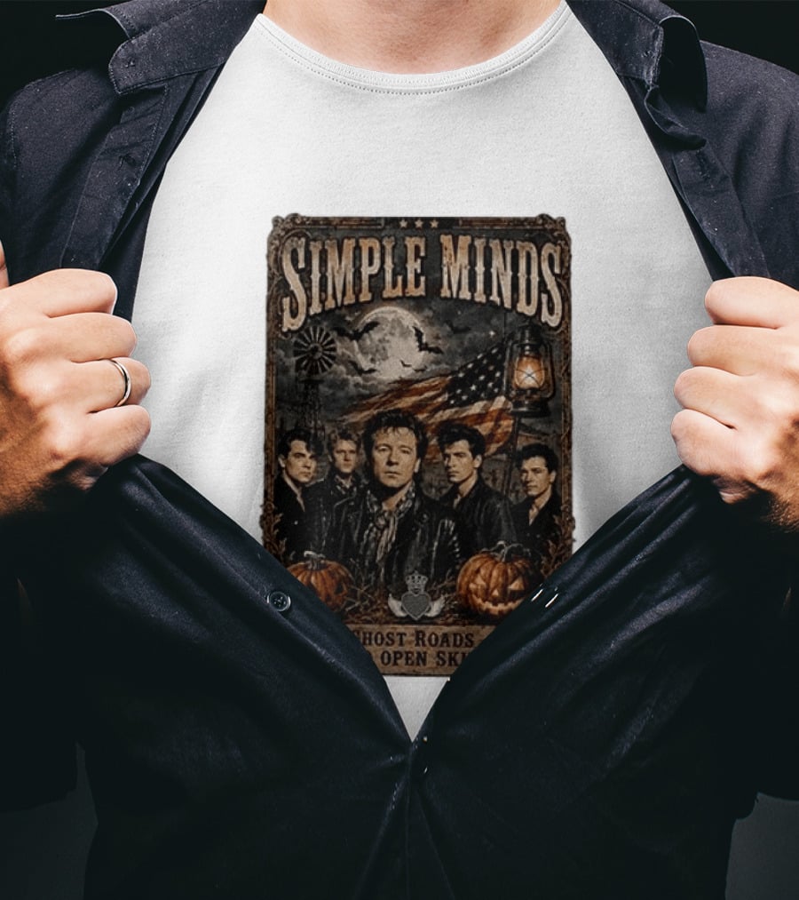 Simple Minds Band Ghost Roads And Open Skies Vintage American Flag T-Shirt