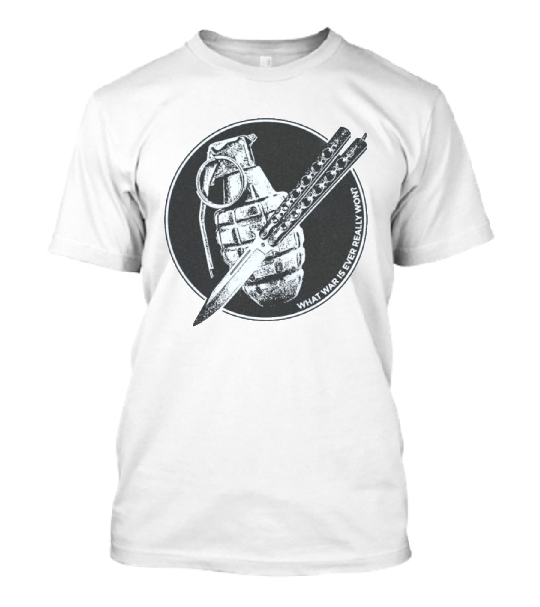What War Is Ever Really Won Grenade Butterfly Knife T-Shirt