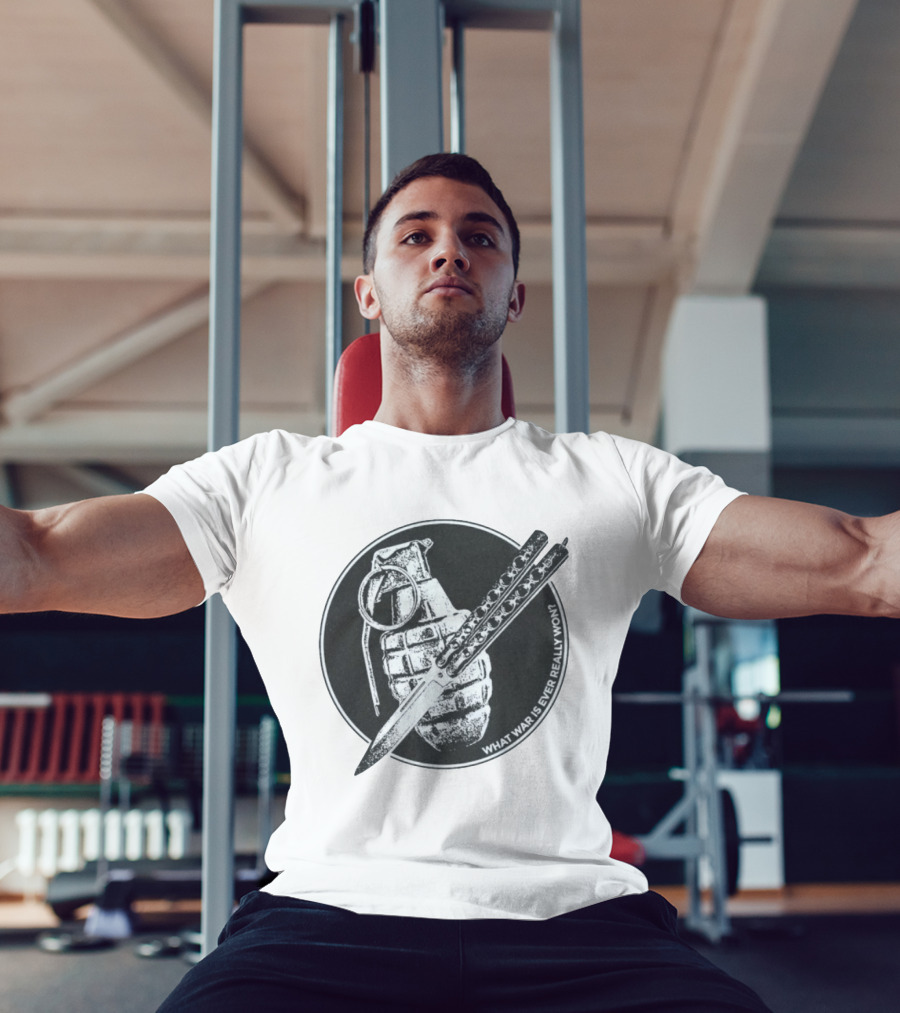 What War Is Ever Really Won Grenade Butterfly Knife T-Shirt