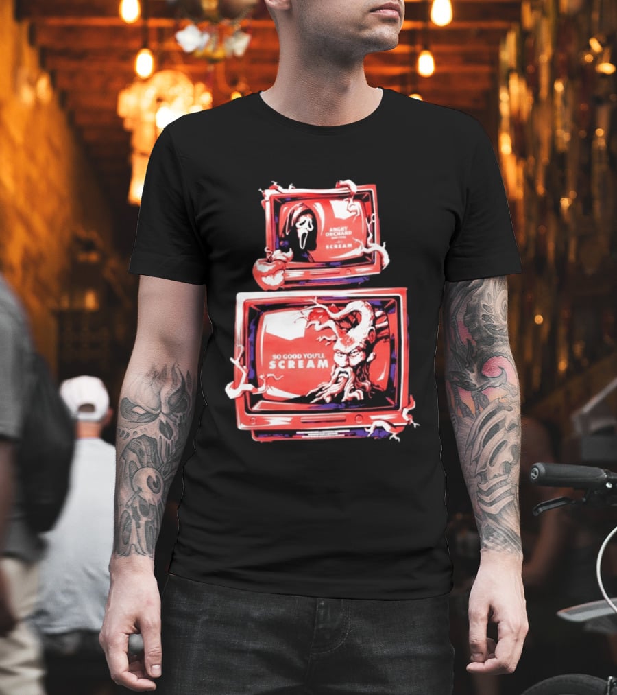 Angry Orchard Hard Cider So Good You'll Scream Retro TV Horror T-Shirt
