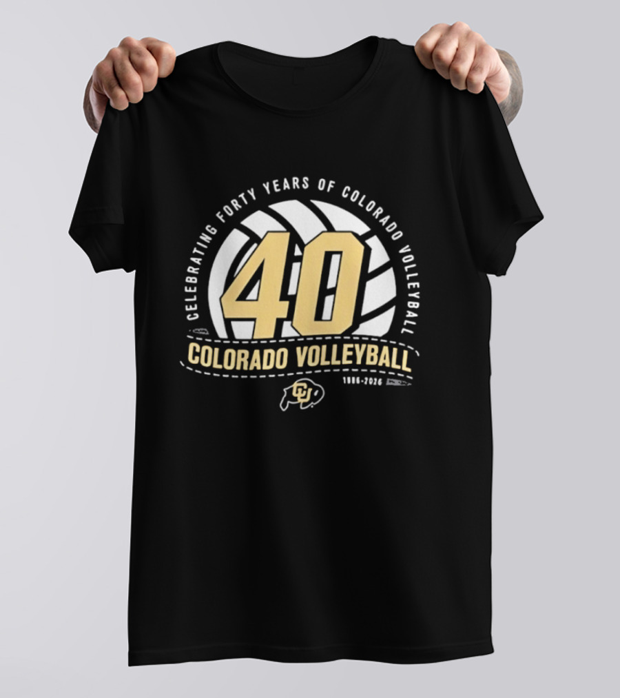 Celebrating Forty Years Of Colorado Volleyball 1986 2026 40th Anniversary Buffs T-Shirt