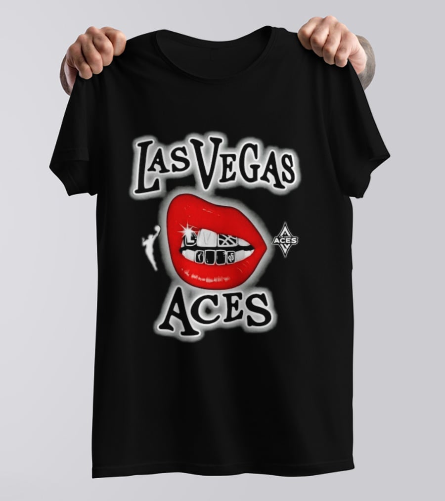 Las Vegas Aces Playa Society Lips WNBA Basketball T-Shirt