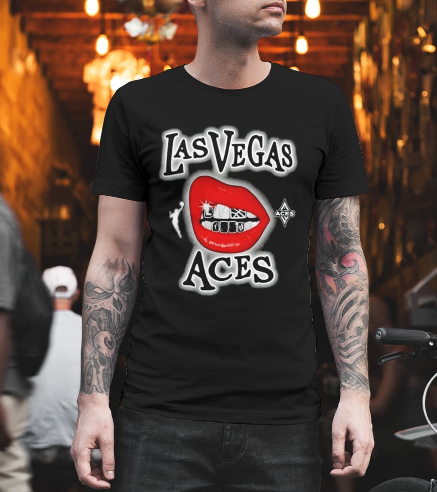 Las Vegas Aces Playa Society Lips WNBA Basketball T-Shirt