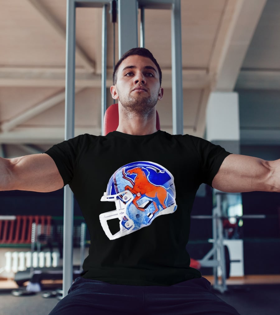 Denver Broncos Horse Helmet Blue And Orange NFL Team Gear T-Shirt
