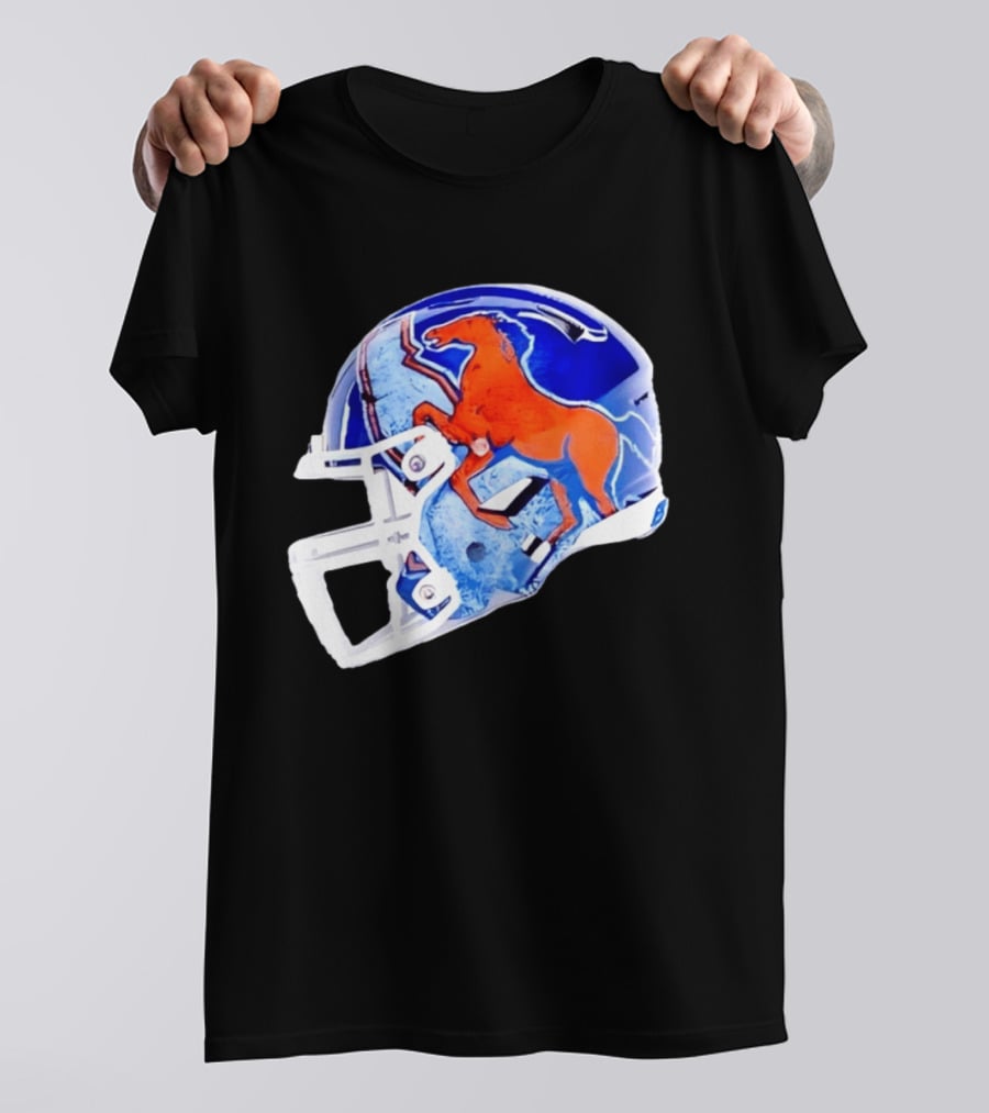 Denver Broncos Horse Helmet Blue And Orange NFL Team Gear T-Shirt