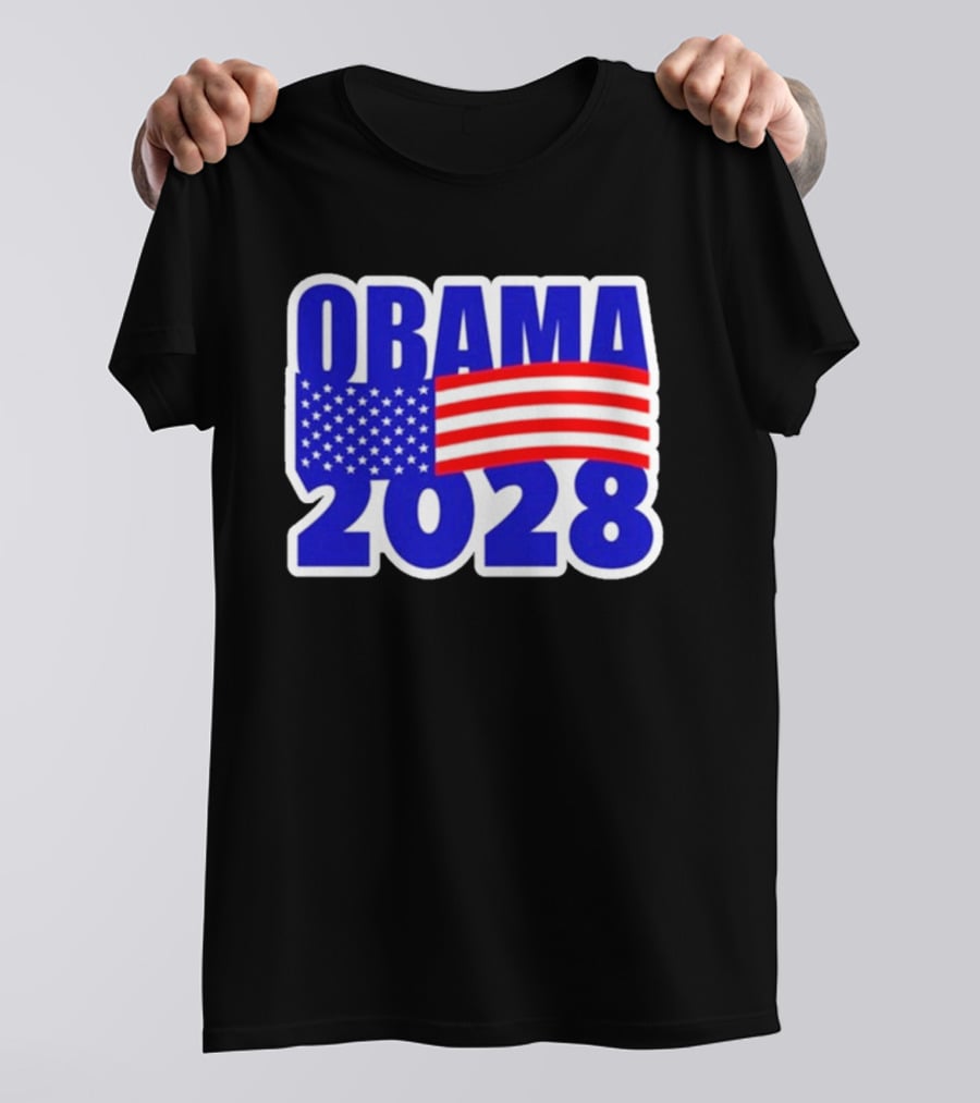 Obama 2028 American Flag Campaign T-Shirt
