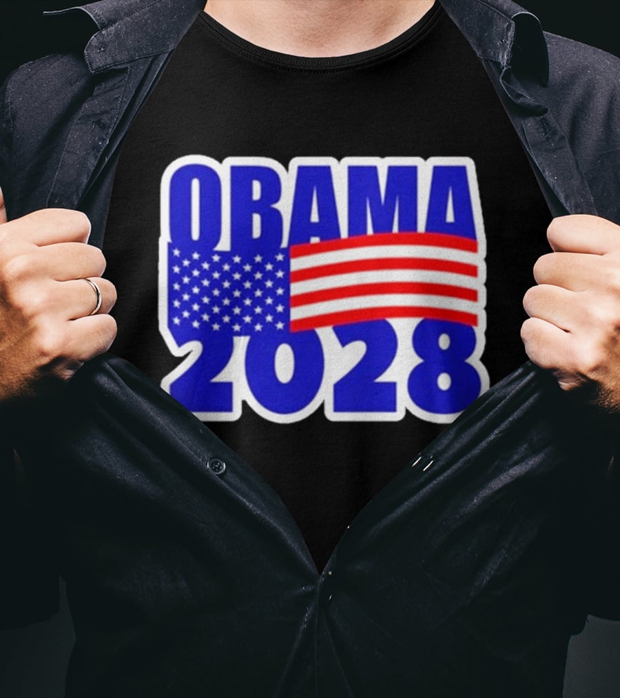 Obama 2028 American Flag Campaign T-Shirt