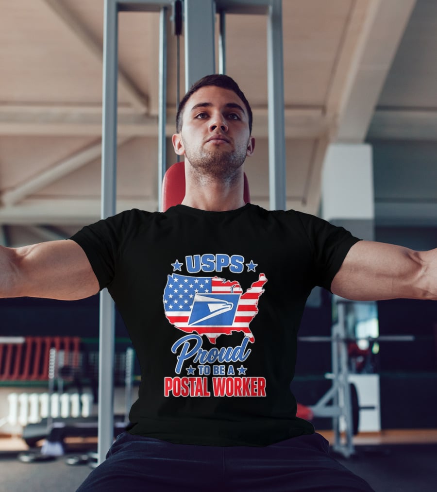USPS Proud Postal Worker Mail Carrier USA Map T-Shirt