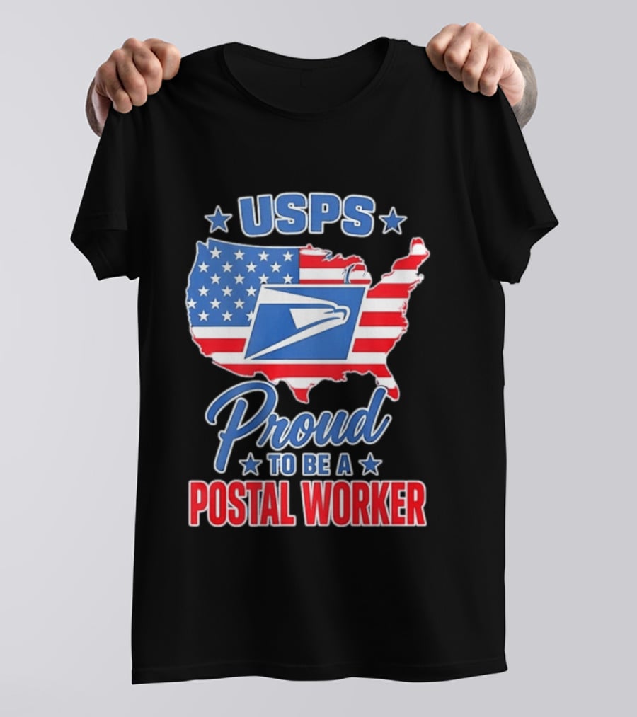 USPS Proud Postal Worker Mail Carrier USA Map T-Shirt