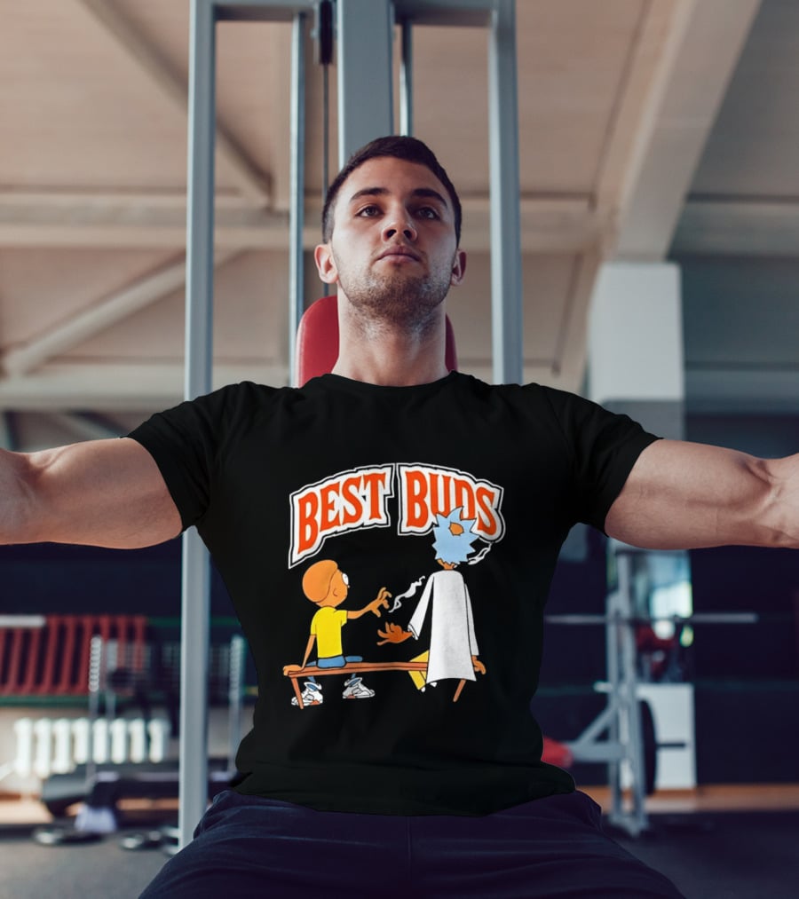 Rick And Morty Best Buds Adult Swim Cartoon Smoking Bench Scene T-Shirt
