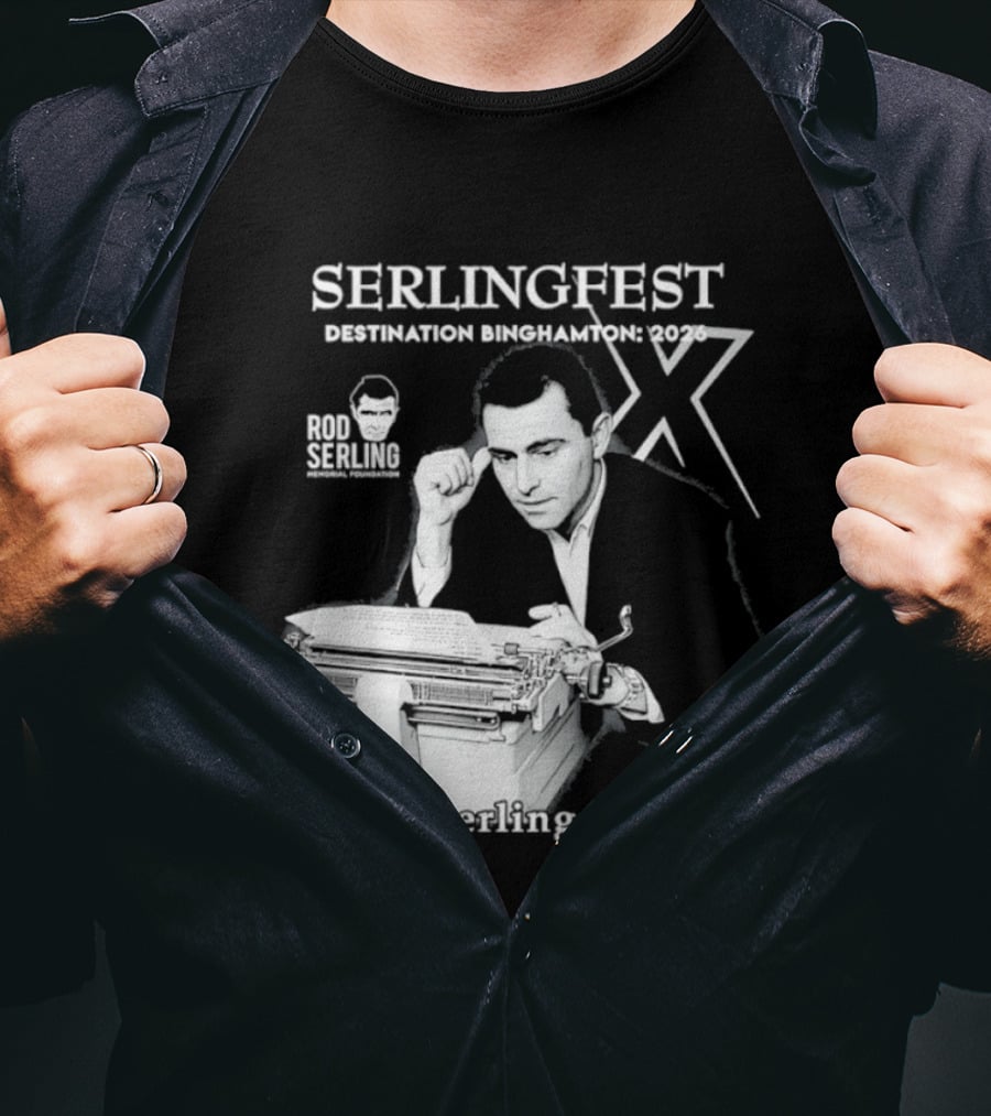 Serlingfest Destination Binghamton 2026 Rod Serling Classic Typing Image T-Shirt