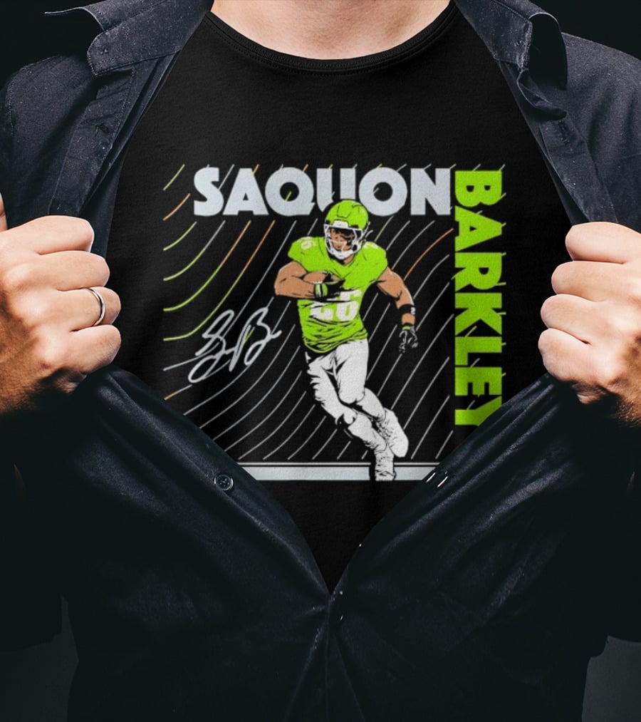 Saquon Barkley 26 Running Back Neon Green Philadelphia Eagles T-Shirt