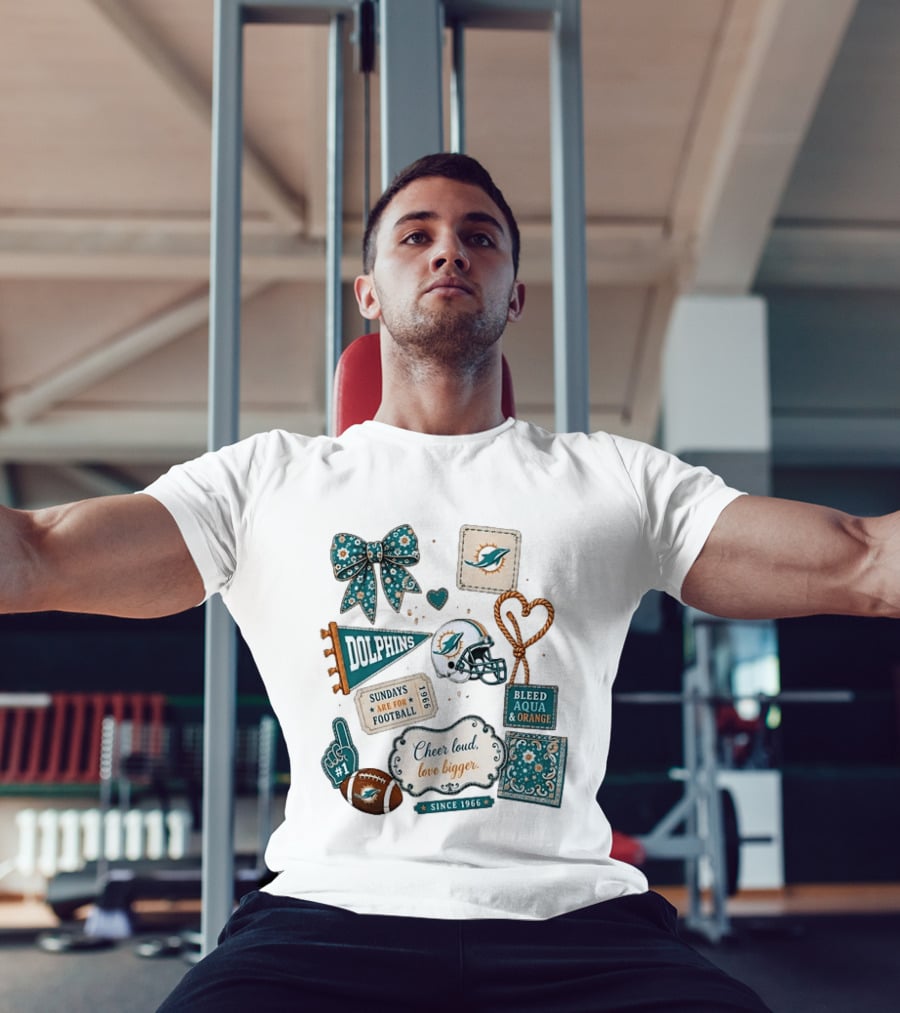 Miami Dolphins Cheer Loud Bleed Aqua Sundays Since 1966 T-Shirt