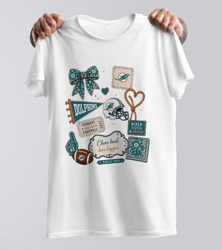 Miami Dolphins Cheer Loud Bleed Aqua Sundays Since 1966 T-Shirt