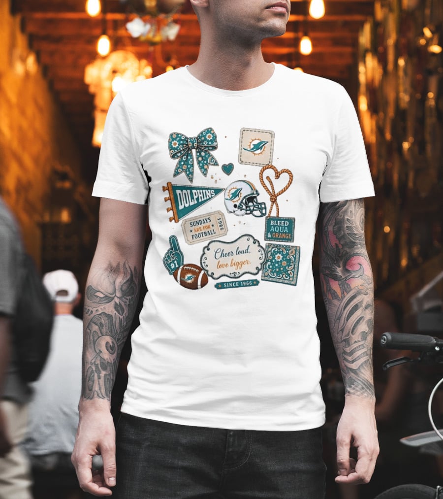 Miami Dolphins Cheer Loud Bleed Aqua Sundays Since 1966 T-Shirt