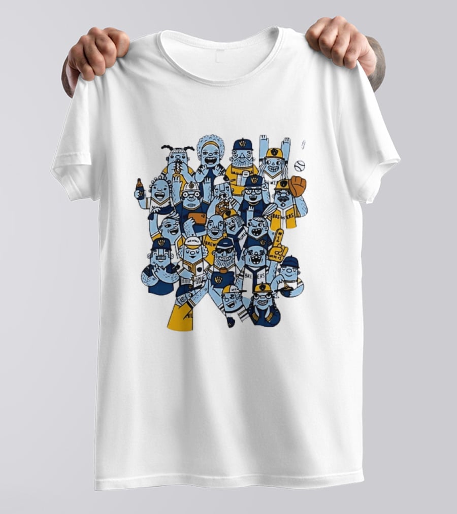 Milwaukee Brewers Fan Cartoon Characters Baseball Crowd T-Shirt