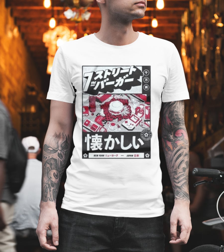 Natsukashii Street Burger New York Japan Retro Gaming T-Shirt