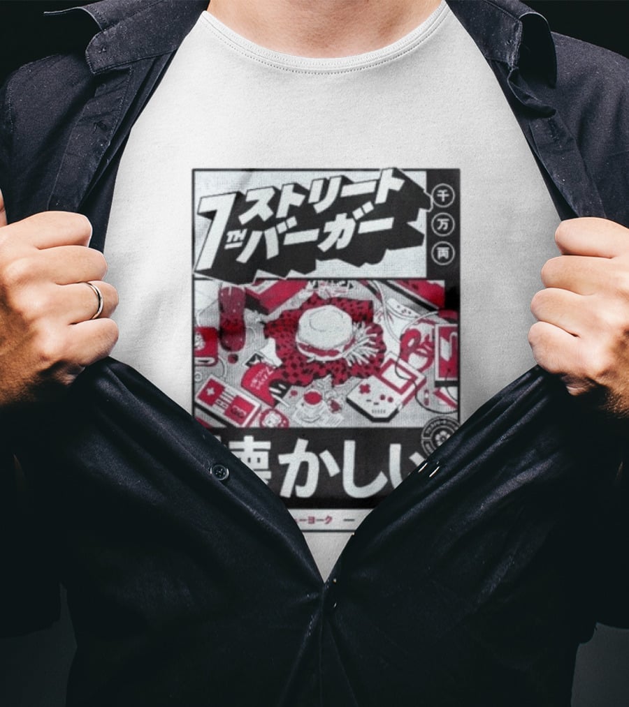 Natsukashii Street Burger New York Japan Retro Gaming T-Shirt
