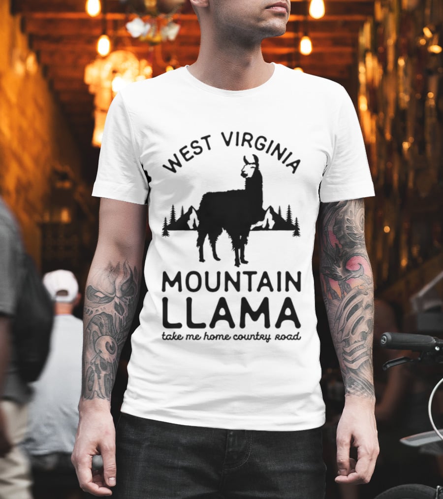 West Virginia Mountain Llama Take Me Home Country Road T-Shirt