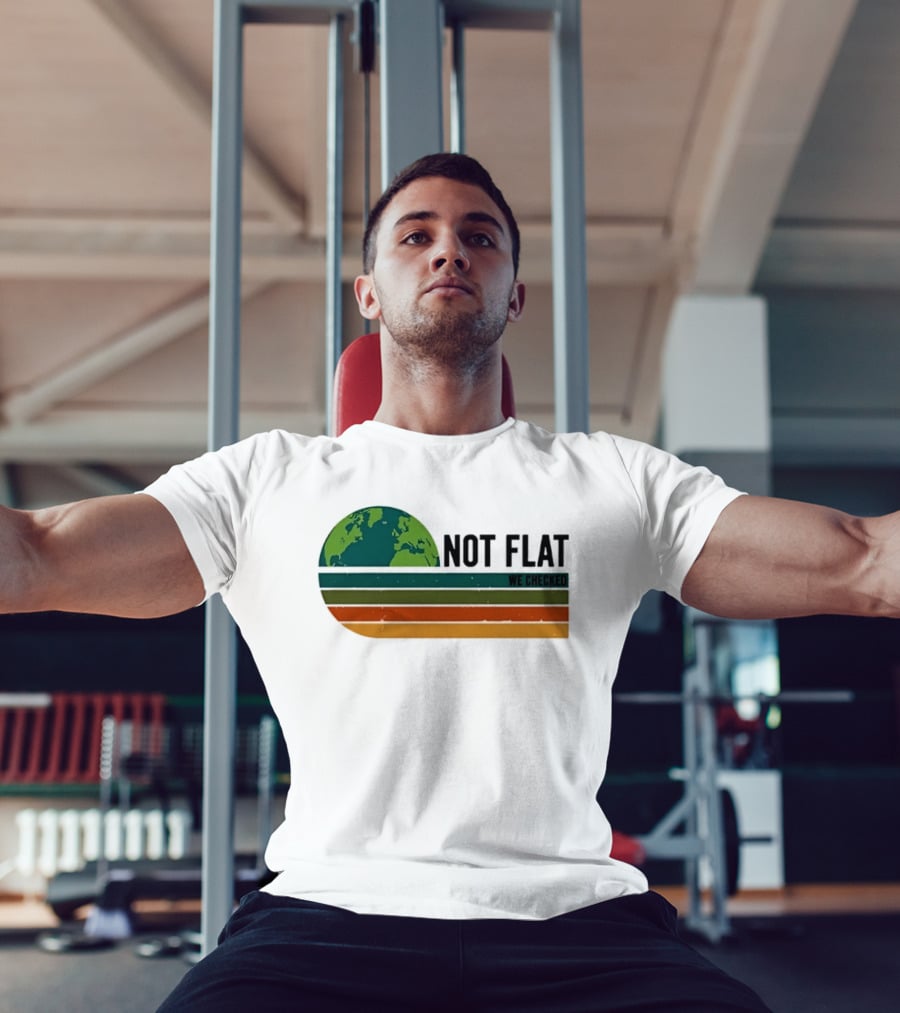 Not Flat We Checked Earth Globe Retro Stripes T-Shirt