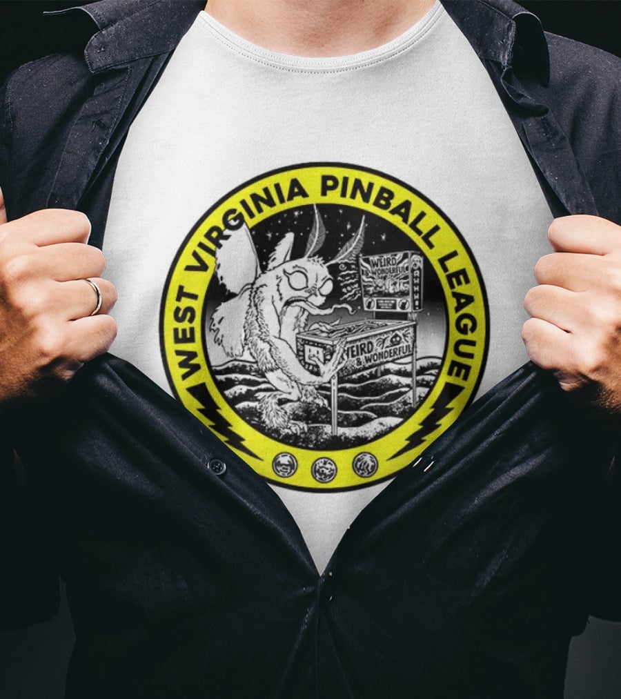 West Virginia Pinball League Mothman Weird Wonderful T-Shirt