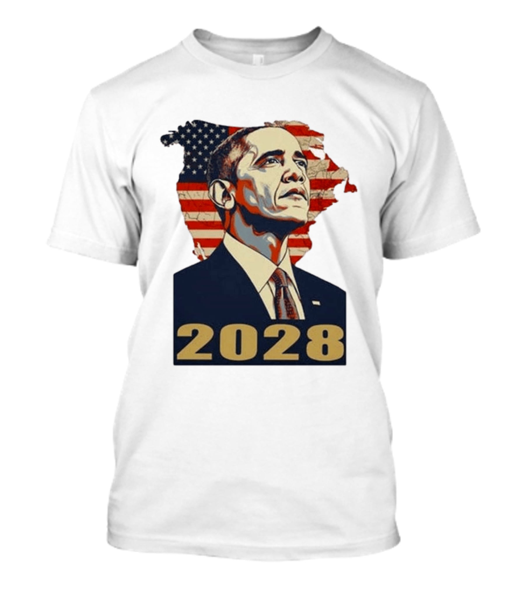 Obama 2028 With American Flag T-Shirt