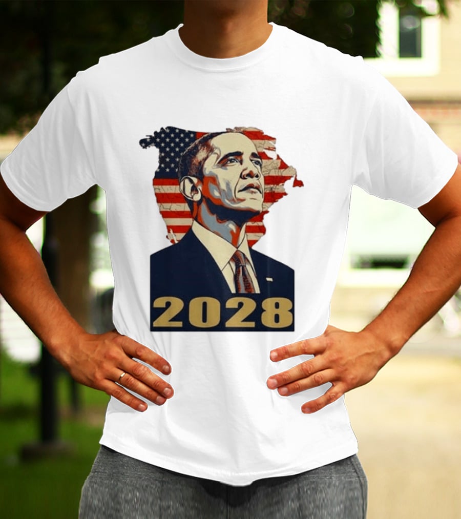 Obama 2028 With American Flag T-Shirt