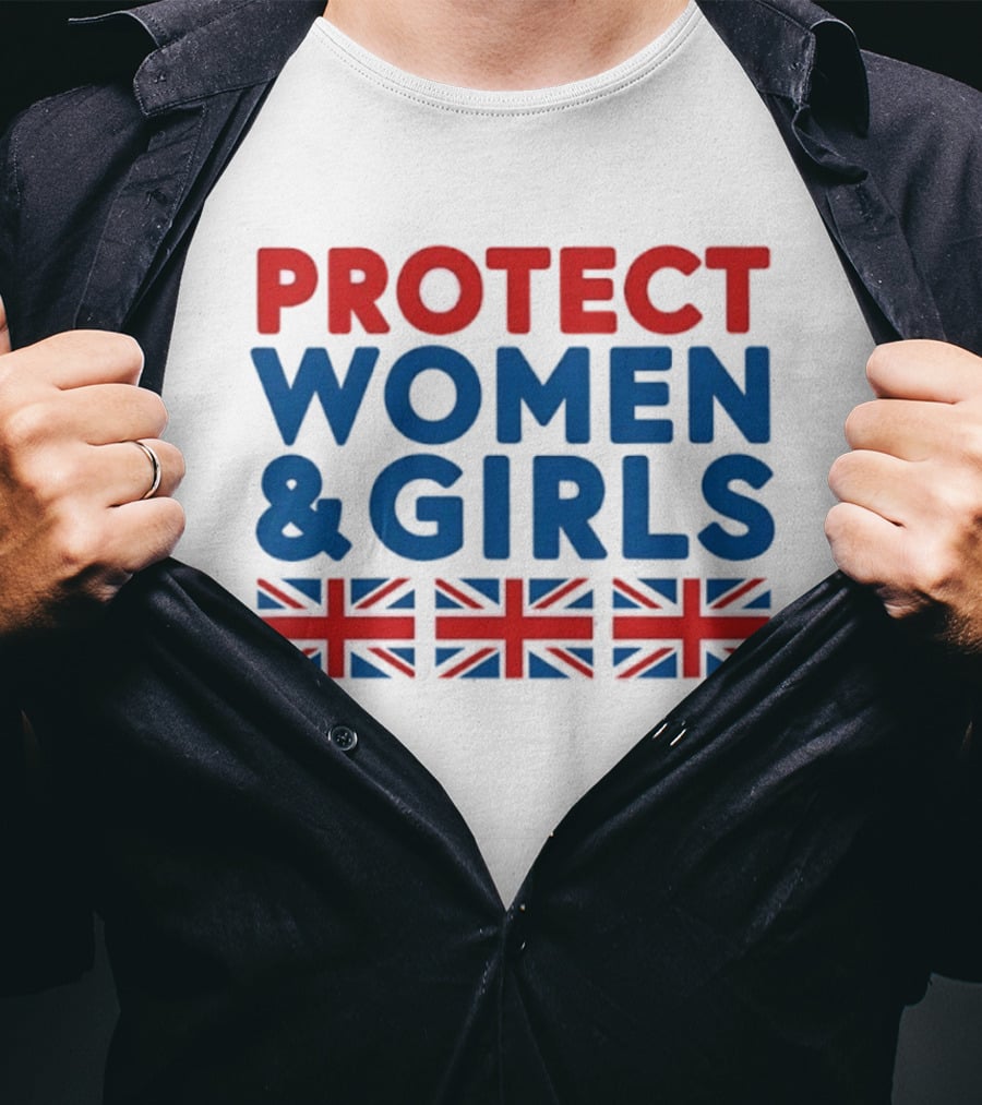 Protect Women And Girls United Kingdom Flags Empowerment T-Shirt