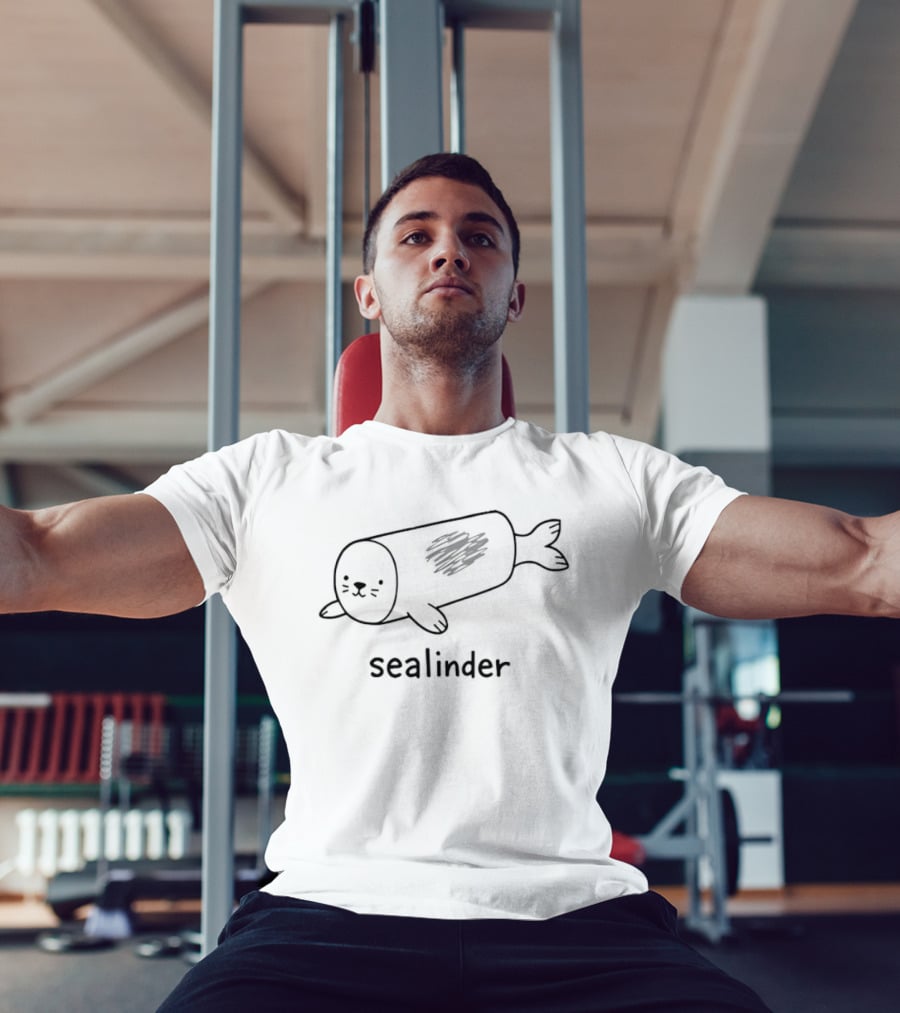Sealinder Seal Cylinder Pun Animal Cute Drawing T-Shirt
