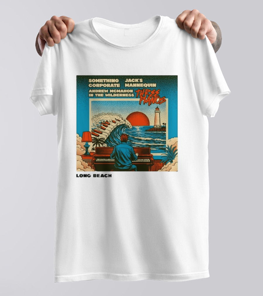 Andrew McMahon Three Pianos Long Beach Concert T-Shirt