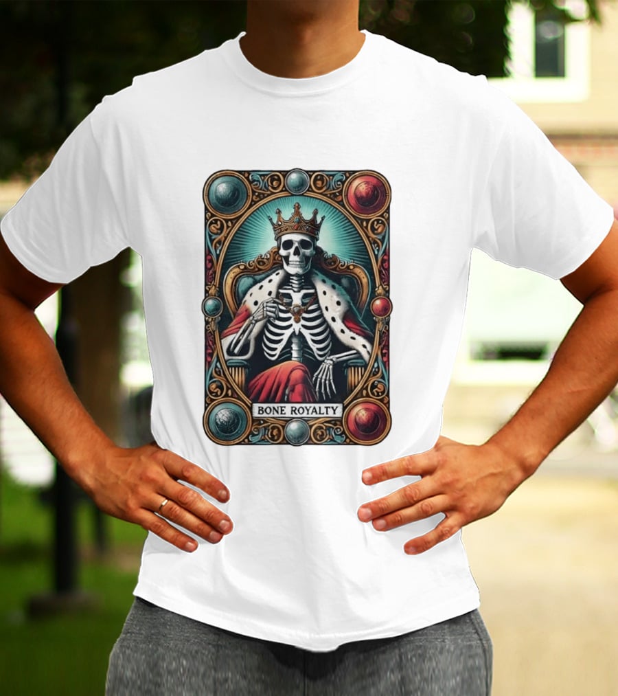 Bone Royalty Gothic Skeleton King Tarot T-Shirt