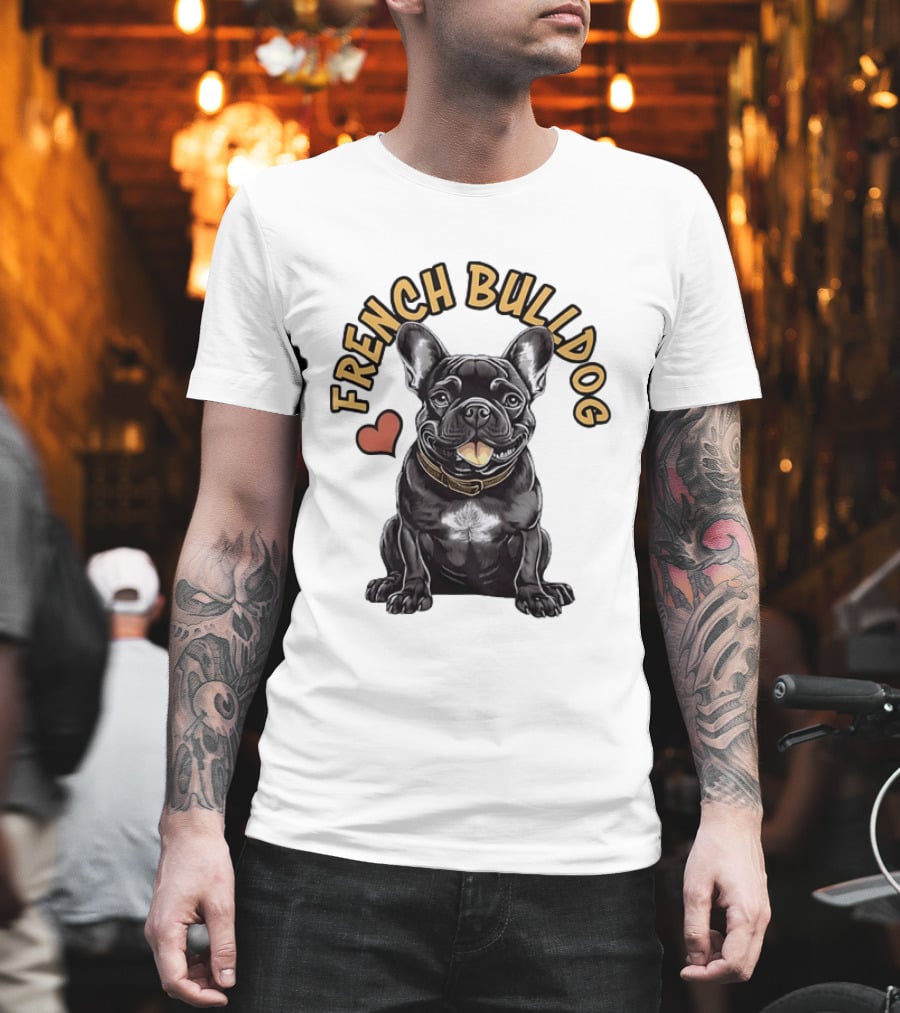 French Bulldog With Heart Frenchie Dog Lover T-Shirt