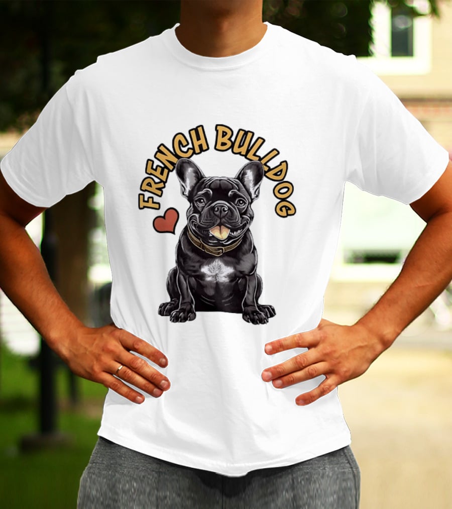 French Bulldog With Heart Frenchie Dog Lover T-Shirt